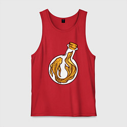 Майка мужская хлопок Золотая рыбка в колбе, цвет: красный