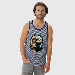 Майка мужская хлопок Взгляд хищника, цвет: синяя тельняшка — фото 2