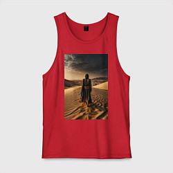 Майка мужская хлопок В пустыне вечером, цвет: красный