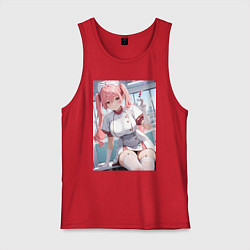 Майка мужская хлопок Медсестричка сделает тебе укол любви - пышная аним, цвет: красный