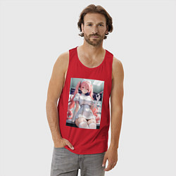 Майка мужская хлопок Медсестричка сделает тебе укол любви, цвет: красный — фото 2