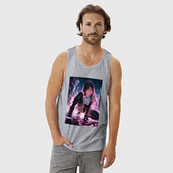 Майка мужская хлопок Тифа Локхарт из Final Fantasy VII в стиле киберпан, цвет: меланж — фото 2