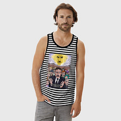 Майка мужская хлопок Следствие вели - Леонид Каневский, цвет: черная тельняшка — фото 2