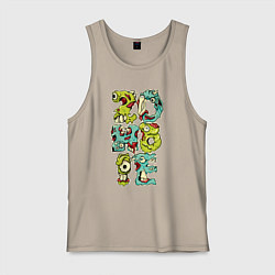 Майка мужская хлопок Зомби, цвет: миндальный