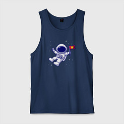 Майка мужская хлопок Космонавт с флажком, цвет: тёмно-синий