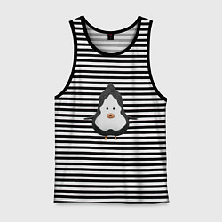 Майка мужская хлопок Cartoon penguin character, цвет: черная тельняшка