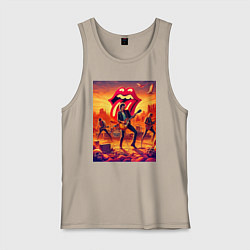 Майка мужская хлопок Rolling Stones - outdoor performance, цвет: миндальный