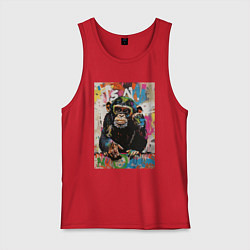 Майка мужская хлопок Monkey color, цвет: красный