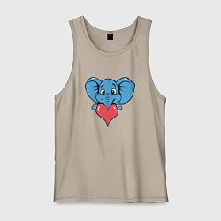 Майка мужская хлопок Слон и сердце, цвет: миндальный