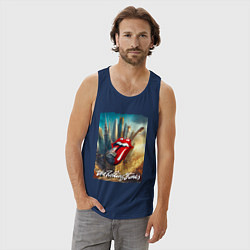 Майка мужская хлопок Rolling Stones - logo-guitar, цвет: тёмно-синий — фото 2