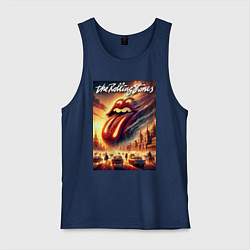 Майка мужская хлопок Logo of the Rollings Stones, цвет: тёмно-синий