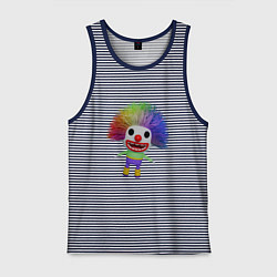 Майка мужская хлопок Cartoon clown colorful hair, цвет: синяя тельняшка