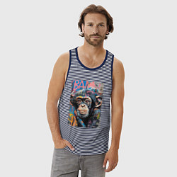 Майка мужская хлопок Graffiti monkey, цвет: синяя тельняшка — фото 2