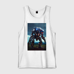 Майка мужская хлопок Робот в стиле Horizon, цвет: белый