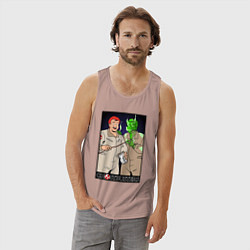 Майка мужская хлопок Ghostbusters - Ray and his clone ghost, цвет: пыльно-розовый — фото 2