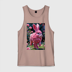 Майка мужская хлопок Кролик из роз, цвет: пыльно-розовый