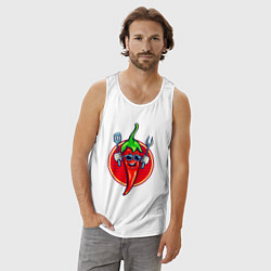 Майка мужская хлопок Горячий перчик, цвет: белый — фото 2