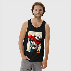 Майка мужская хлопок Штрих на античной статуе, цвет: черный — фото 2