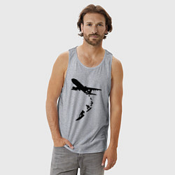Майка мужская хлопок Surfer plane, цвет: меланж — фото 2