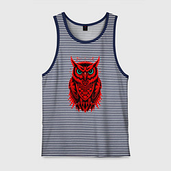 Майка мужская хлопок Сова красная, цвет: синяя тельняшка