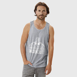 Майка мужская хлопок Arnold - hasta la vista workout, цвет: меланж — фото 2