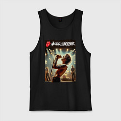 Майка мужская хлопок Мик Джагер - Роллинг Стоунз, цвет: черный