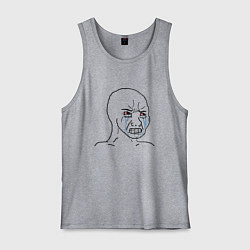 Майка мужская хлопок Плачущий мем, цвет: меланж