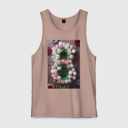 Майка мужская хлопок Тюльпаны к празднику 8 марта, цвет: пыльно-розовый
