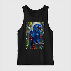 Майка мужская хлопок Попугай из драгоценных камней, цвет: черный