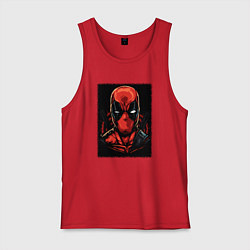 Майка мужская хлопок Дэдпул ярость, цвет: красный