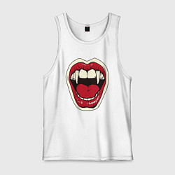 Майка мужская хлопок Клыки вампира, цвет: белый