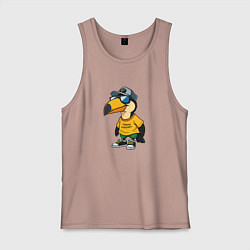 Майка мужская хлопок Тукан в кроссовках, цвет: пыльно-розовый