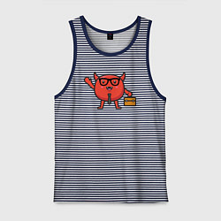 Майка мужская хлопок Офисный дьяволёнок, цвет: синяя тельняшка