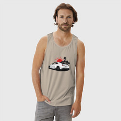 Майка мужская хлопок Авто и иероглифы, цвет: миндальный — фото 2