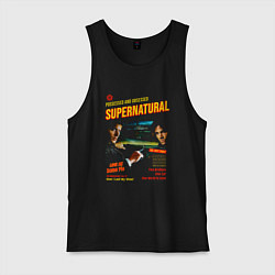 Майка мужская хлопок Сверхъестественное Possessed and obsessed, цвет: черный