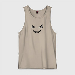 Майка мужская хлопок Хитрый злобный смайлик, цвет: миндальный