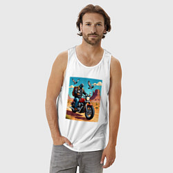 Майка мужская хлопок Голубь байкер, цвет: белый — фото 2