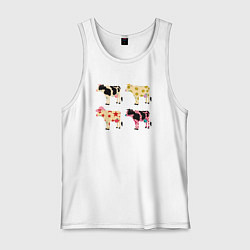 Майка мужская хлопок Милые коровы поп-арт, цвет: белый