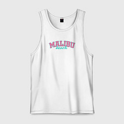 Майка мужская хлопок Malibu Beach text, цвет: белый