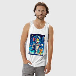 Майка мужская хлопок Космонавты Том и Джерри, цвет: белый — фото 2