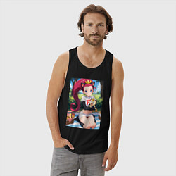 Майка мужская хлопок Джесси и Мяут на пикнике, цвет: черный — фото 2