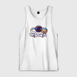 Майка мужская хлопок Космонавт и питомцы, цвет: белый