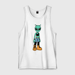 Майка мужская хлопок Девочка инопланетянин, цвет: белый