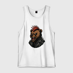 Майка мужская хлопок Медведь панк, цвет: белый