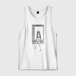 Майка мужская хлопок Аянами Рей в paint окне, цвет: белый