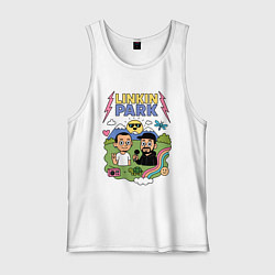 Майка мужская хлопок Линкин Парк, мультяшный стиль, цвет: белый