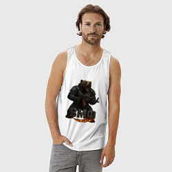 Майка мужская хлопок ВМФ стреляющий медведь, цвет: белый — фото 2