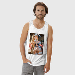 Майка мужская хлопок Марин Китагава в откровенном наряде кролика-горнич, цвет: белый — фото 2