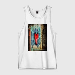 Майка мужская хлопок Граффити сердце, цвет: белый