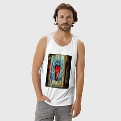 Майка мужская хлопок Граффити сердце, цвет: белый — фото 2